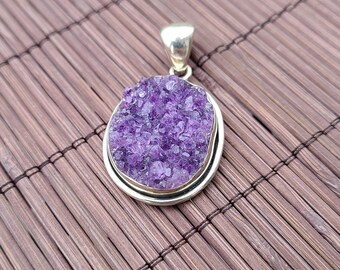 Colgante de Amatista Cruda // Colgante de Amatista // Collar Colgante de Amatista // Amatista y Plata // Amatista 925