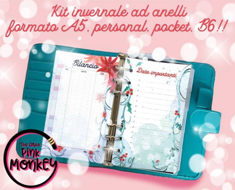 Red and green Christmas Kit for your diary and traveler/'s Notebook