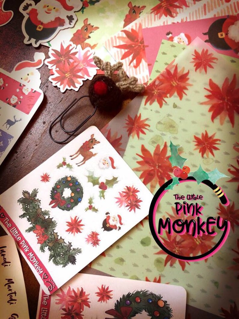 Red and green Christmas Kit for your diary and traveler/'s Notebook