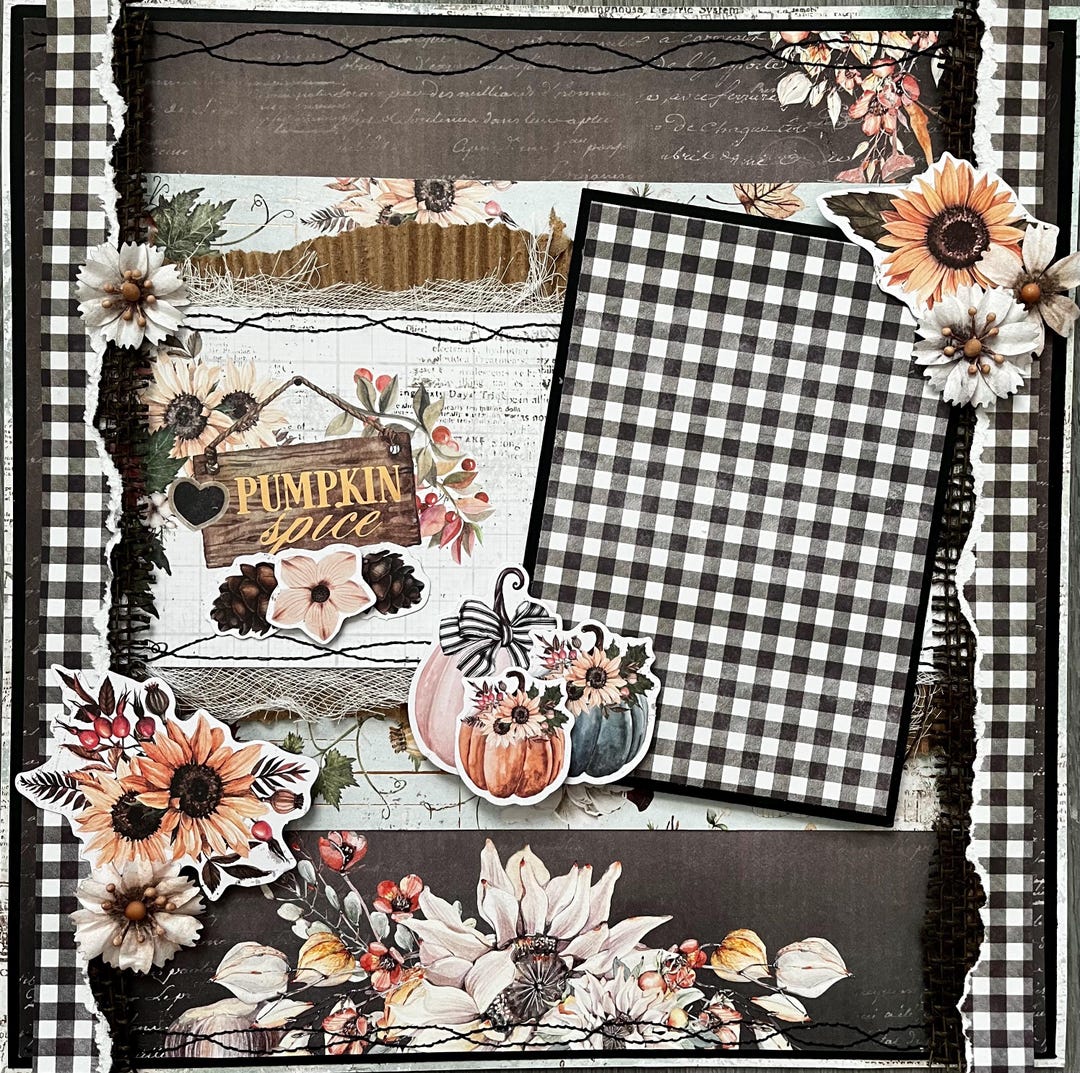 Premade Fall Scrapbook Page 12x12 – Handmade Layout - Pumpkin Spice ...
