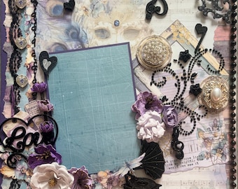 Premade Date Night Scrapbook Page 12x12 – Handmade Gift great for Wedding Engagement Prom Dance Music Concert Mother’s Day