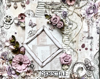 Premade Glam Scrapbook Page 12x12 – Handmade Romantic Wedding Memory Gift pregnancy boudoir prom bride