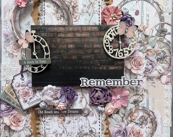 Premade Timeless Feminine Scrapbook Page 12x12 – Handmade Gift perfect for Baby Shower Wedding Mother’s Day Sweet 16 or just because