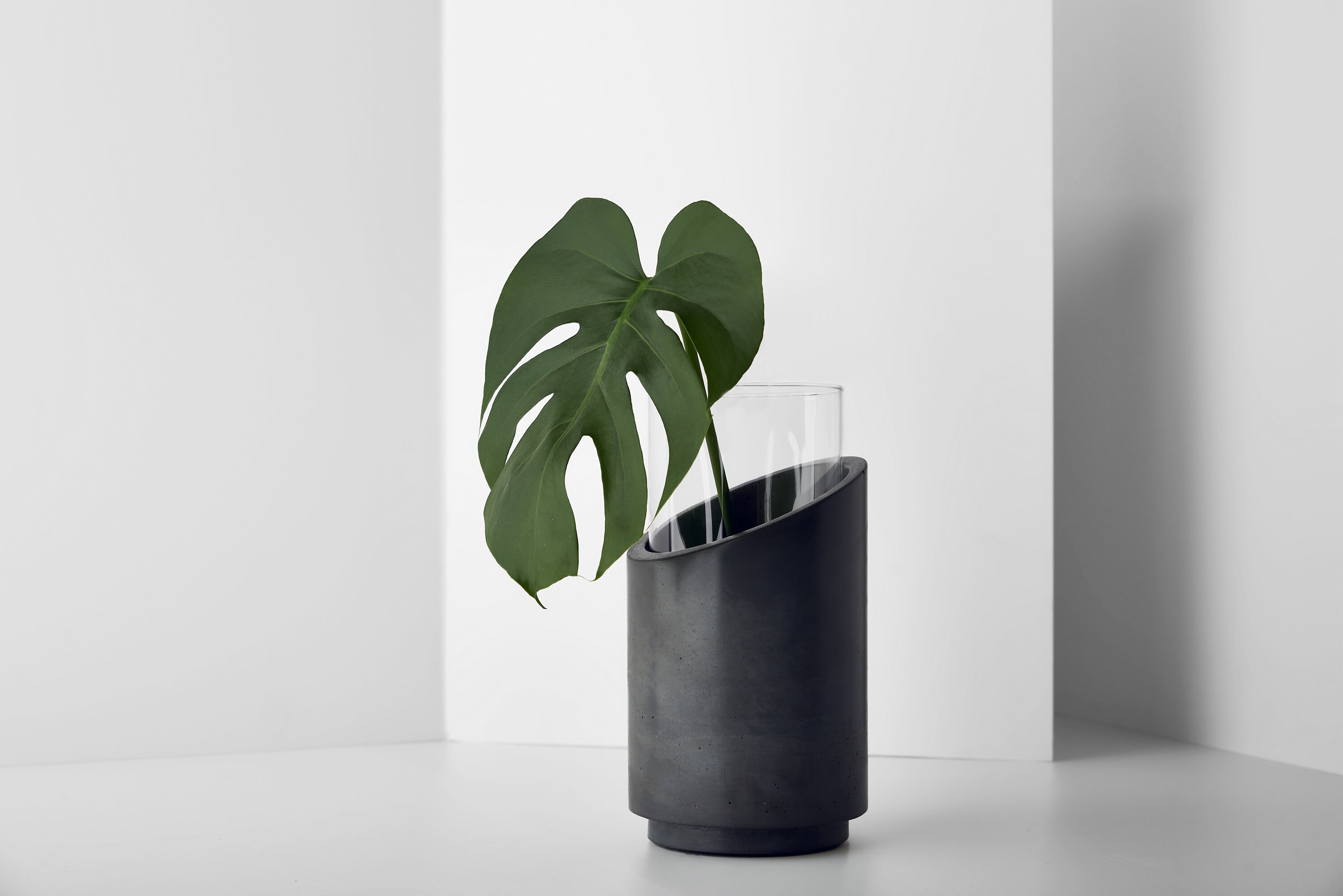 Vase Viisto Béton Verre Gris Foncé Vase Béton