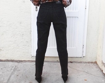 Vintage Black Gianni Versace Couture Jeans, High Waisted Tapered Jeans 80s