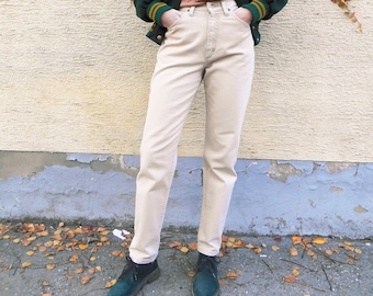 Vaqueros Mom cónicos vintage Lee beige de los años 80, vaqueros de cintura alta