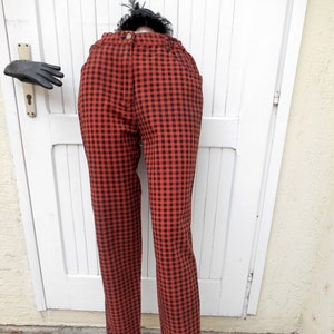 Vintage High Waist Plaid Punk Jeans, Checkered Jeans 80s, Grunge Gingham Pants Jeans image 1