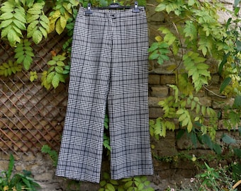 Vintage Wool Plaid Trousers, 70s Tartan Pants, Checkered Women Dress Pants