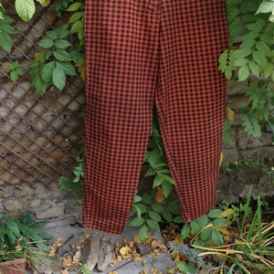 Vintage High Waist Plaid Punk Jeans, Checkered Jeans 80s, Grunge Gingham Pants Jeans image 7