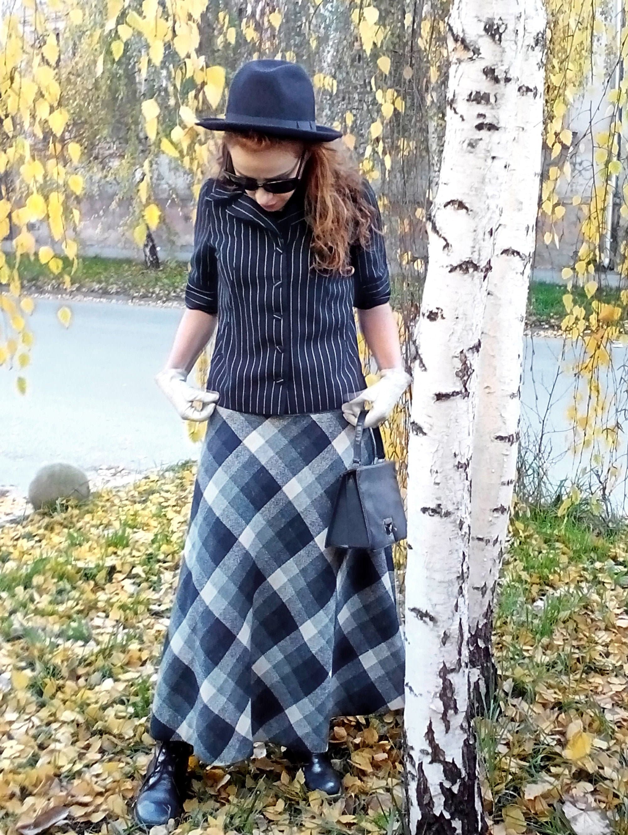 Plaid Midi Skirt Etsy UK