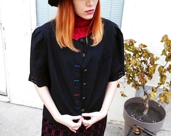 Vintage Goth Blazer, Short Puff Sleeves Blazer, Cropped Dirndl Gothic Blazer