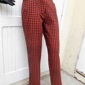 Vintage High Waist Plaid Punk Jeans, Checkered Jeans 80s, Grunge Gingham Pants Jeans image 9