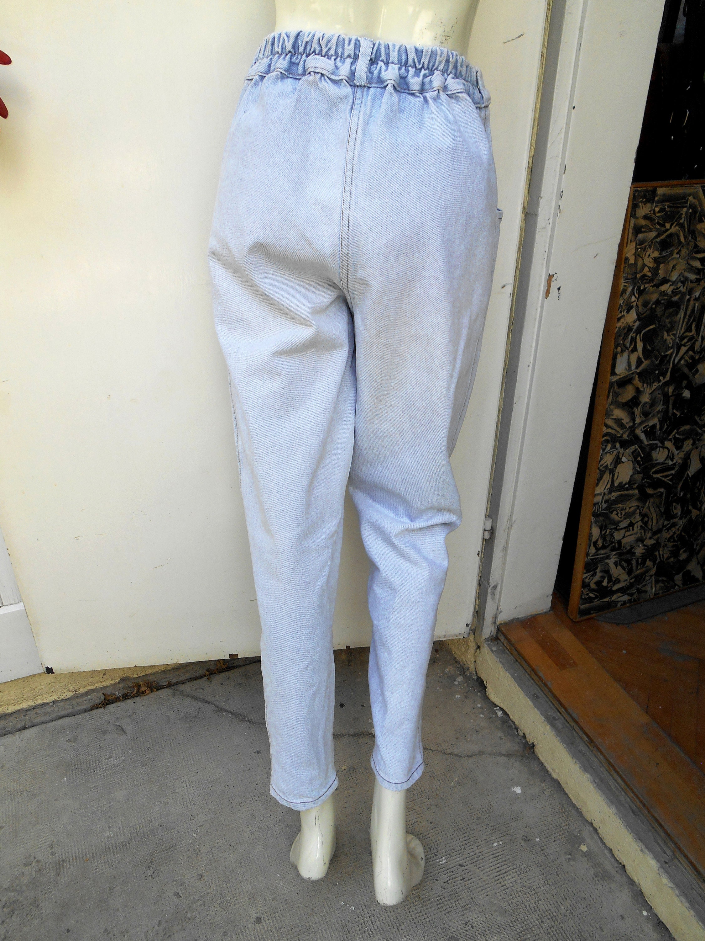 Vintage High Waist Baggy Pleated Jeans Tapered Western Jeans Etsy