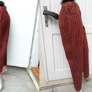 Vintage High Waist Plaid Punk Jeans, Checkered Jeans 80s, Grunge Gingham Pants Jeans image 3