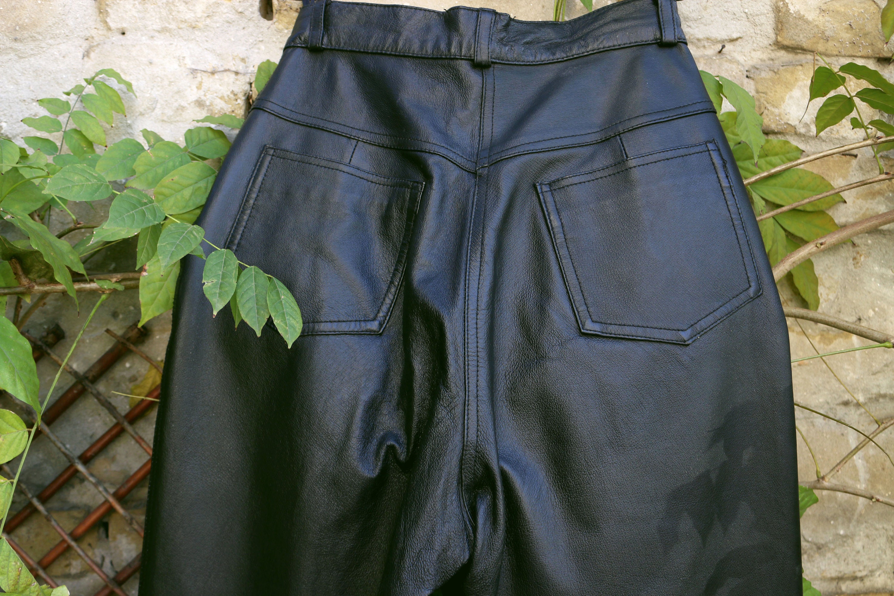 Vintage Leather Pants Women. Real 80s Leather Pants Moto - Etsy