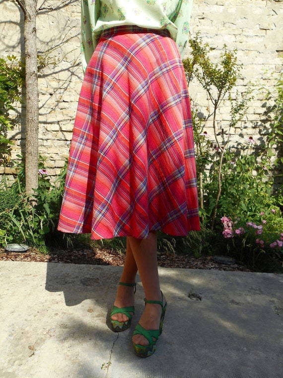 Pink tartan top midi skirt