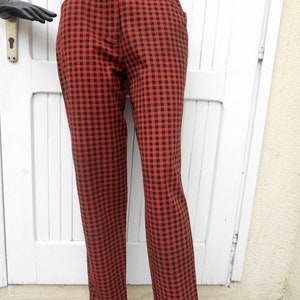 Vintage High Waist Plaid Punk Jeans, Checkered Jeans 80s, Grunge Gingham Pants Jeans image 8