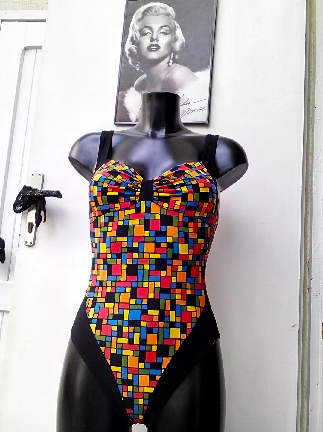 Vintage Pin up Swimsuit, Rockabilly One Piece Swimwear