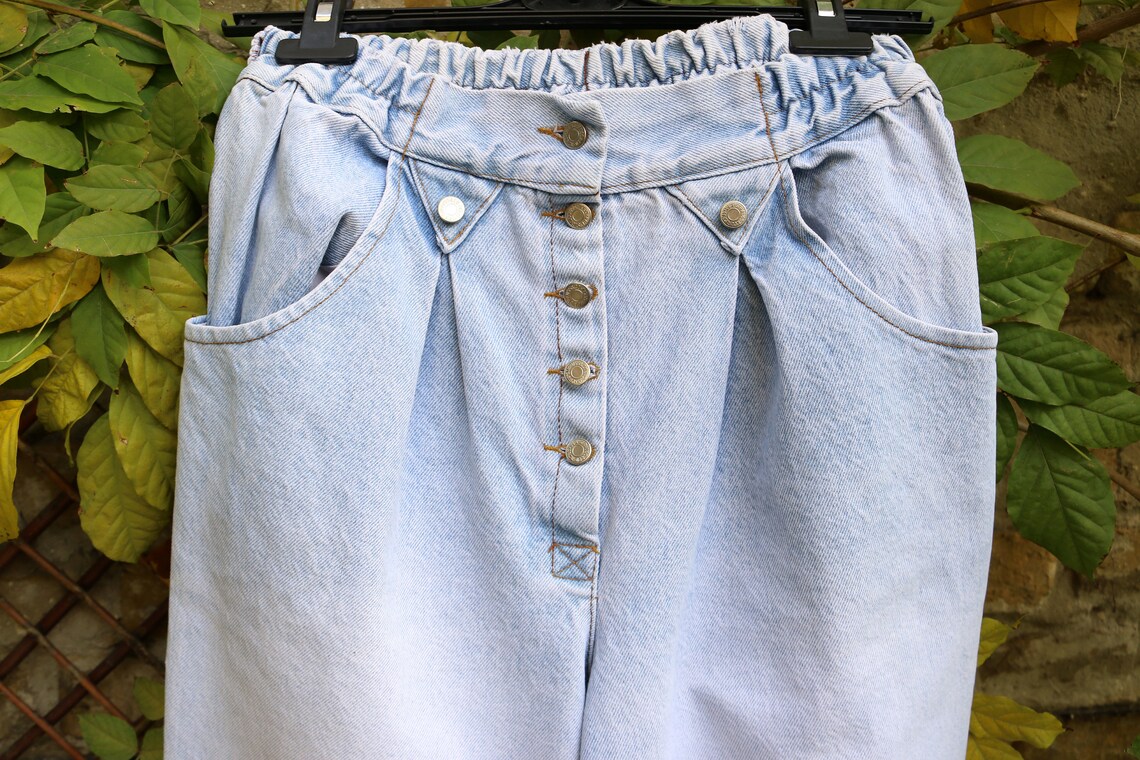 Vintage High Waist Baggy Pleated Jeans Tapered Western Jeans Etsy