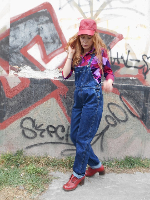 Vintage Dark Blue Jumpsuit, Denim 90s Overalls, J… - image 7