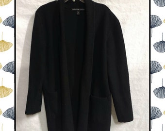 black wooly cardigan