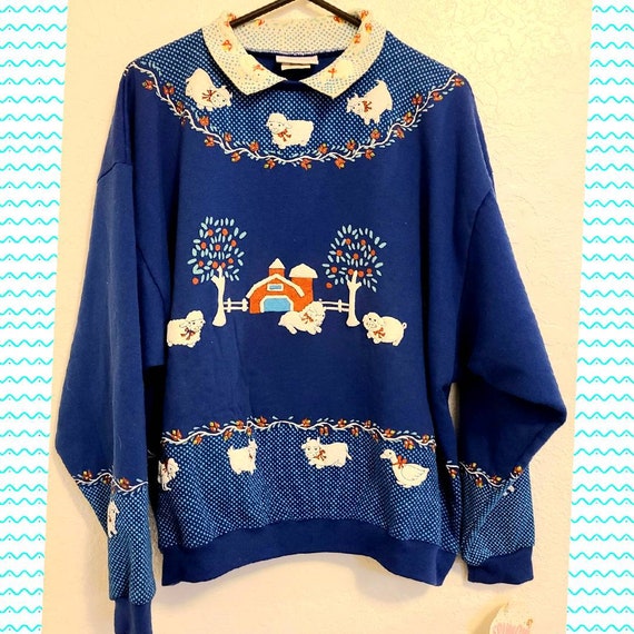 1980s Vintage Farm Kitsch Sweatshirt Large