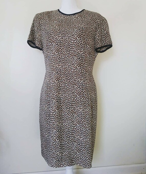1980s Vintage Pin Up Retro Punk Leopard Print Dres