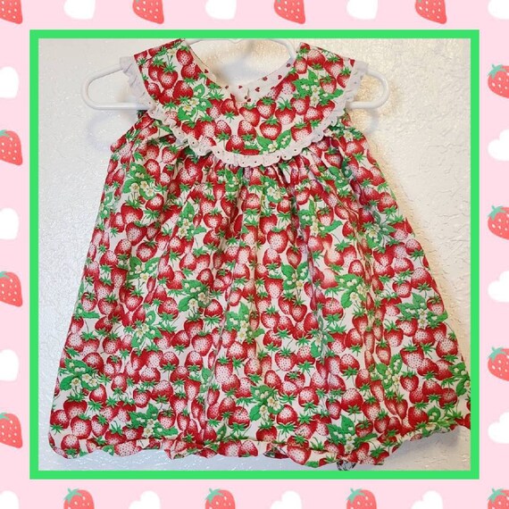 Vintage Handmade Strawberry Dress 18 month