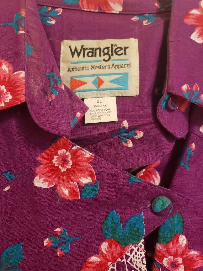 1990s Vintage Womens XL Wrangler Western Shirt Floral Button Up