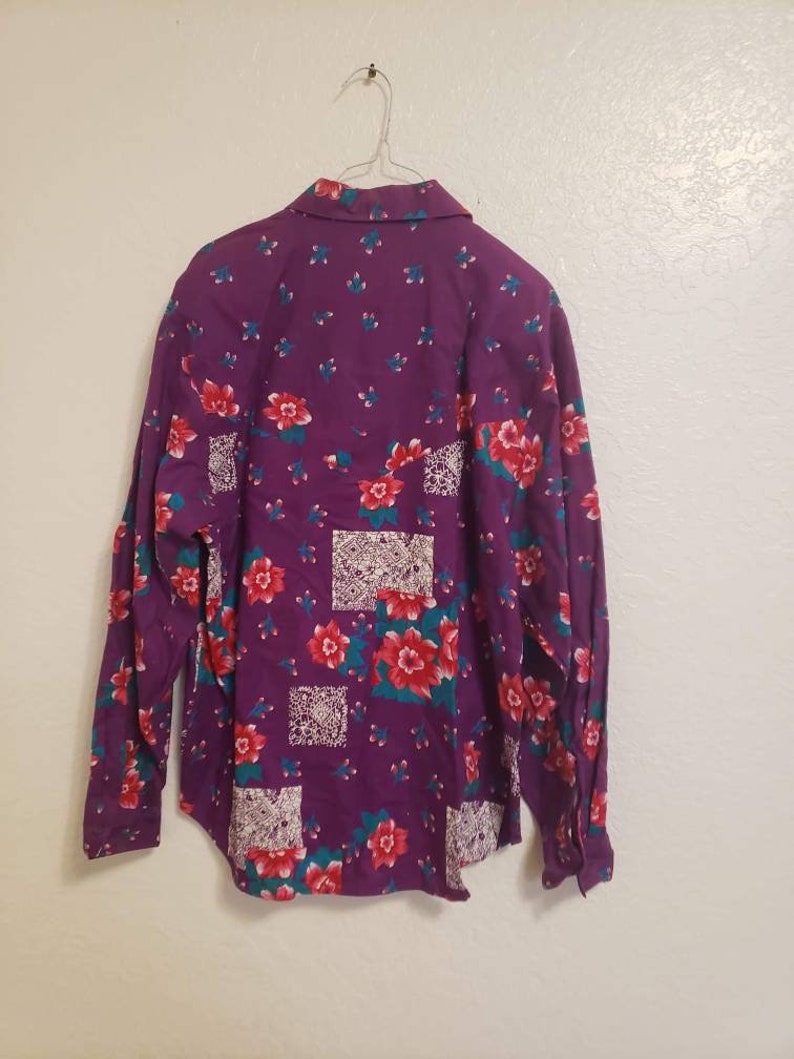 1990s Vintage Womens XL Wrangler Western Shirt Floral Button Up