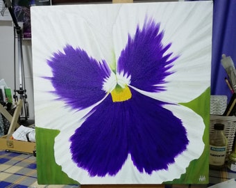 White Pansy - Original Painting - Flower Painting - Oil Painting