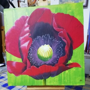 Red Poppy - Original Painting - Flower Painting - Oil Painting