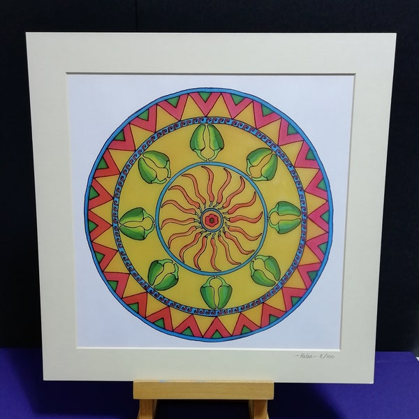 Mexican Mandala - Mandala  Print - Mounted Print - Mandala Art- Silk Painting