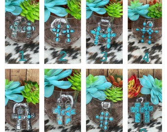 Turquoise Cross Earrings