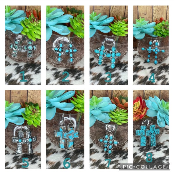 Turquoise Cross Earrings