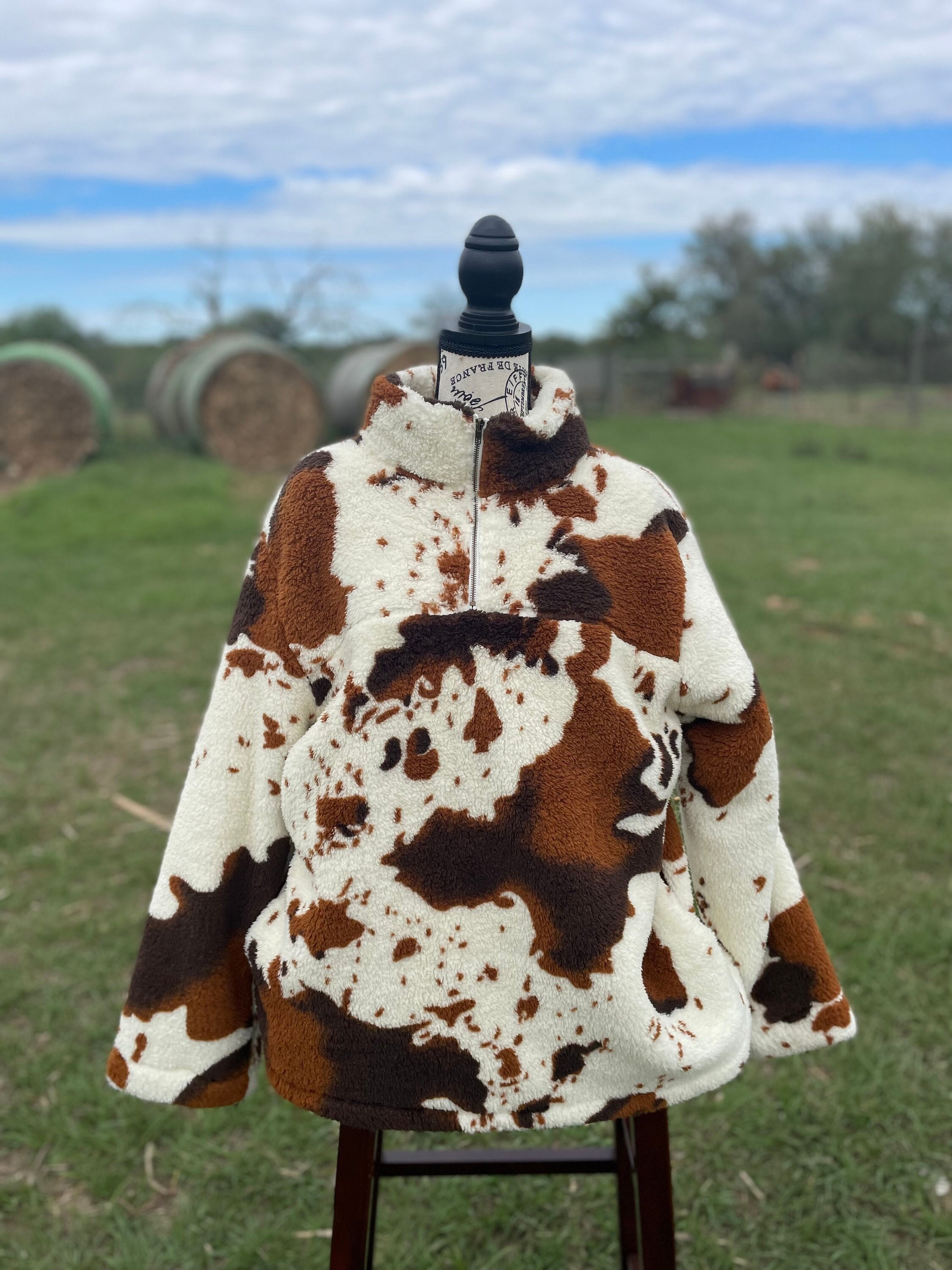 Cow Print Jacket W Metal Zipper - Etsy