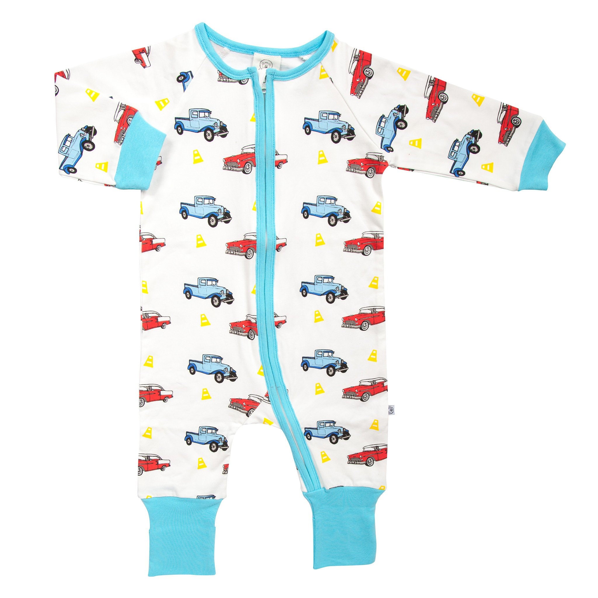 Zip Up Sleepsuit Baby Grow for Baby Boys Blue Vintage Cars Etsy