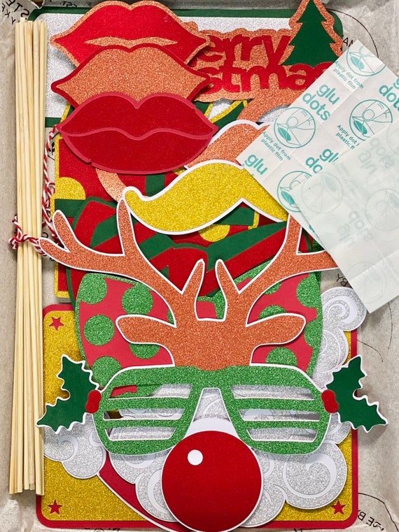 Lunette Noel 40 PCS Noël Accessoires Photobooth,Christmas Photo