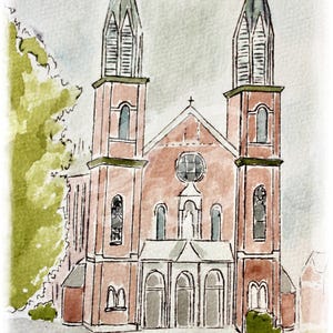 St. Boniface Church, Uniontown Washington Watercolor