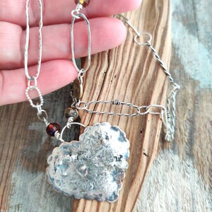 Fused Heart Pendant. Sterling Silver Handmade Chain. Heart Necklace. Young Metal Designs. Molten Heart Pendant. Bullet Jewelry. Unique Chain