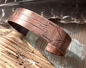 Hammered Copper Cuff Bracelet: Hand Stamped Arrow Design, Rustic Western Jewelry
