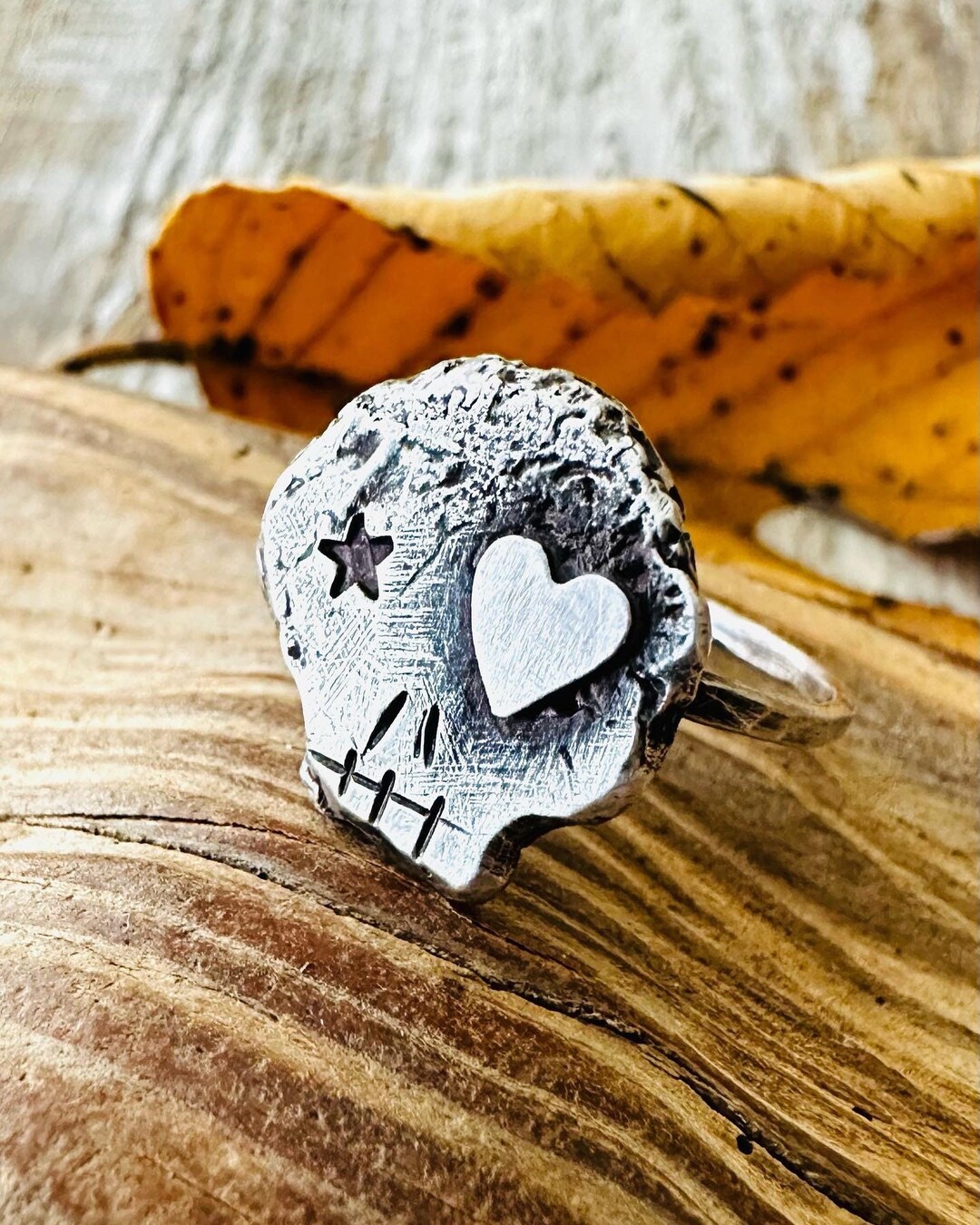 Handmade Sterling Silver Skull Ring: Oxidized Punk Jewelry, US Size 6 3 ...