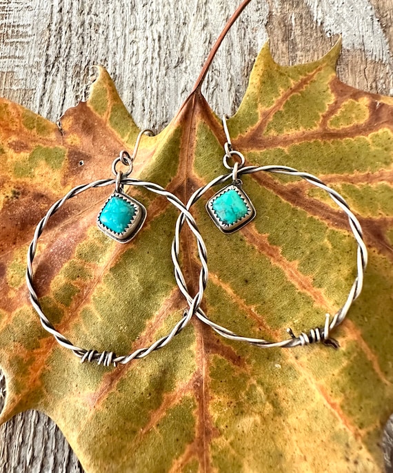 Turquoise Wire Hoop Earrings Turquoise Wire Hoop Earrings
