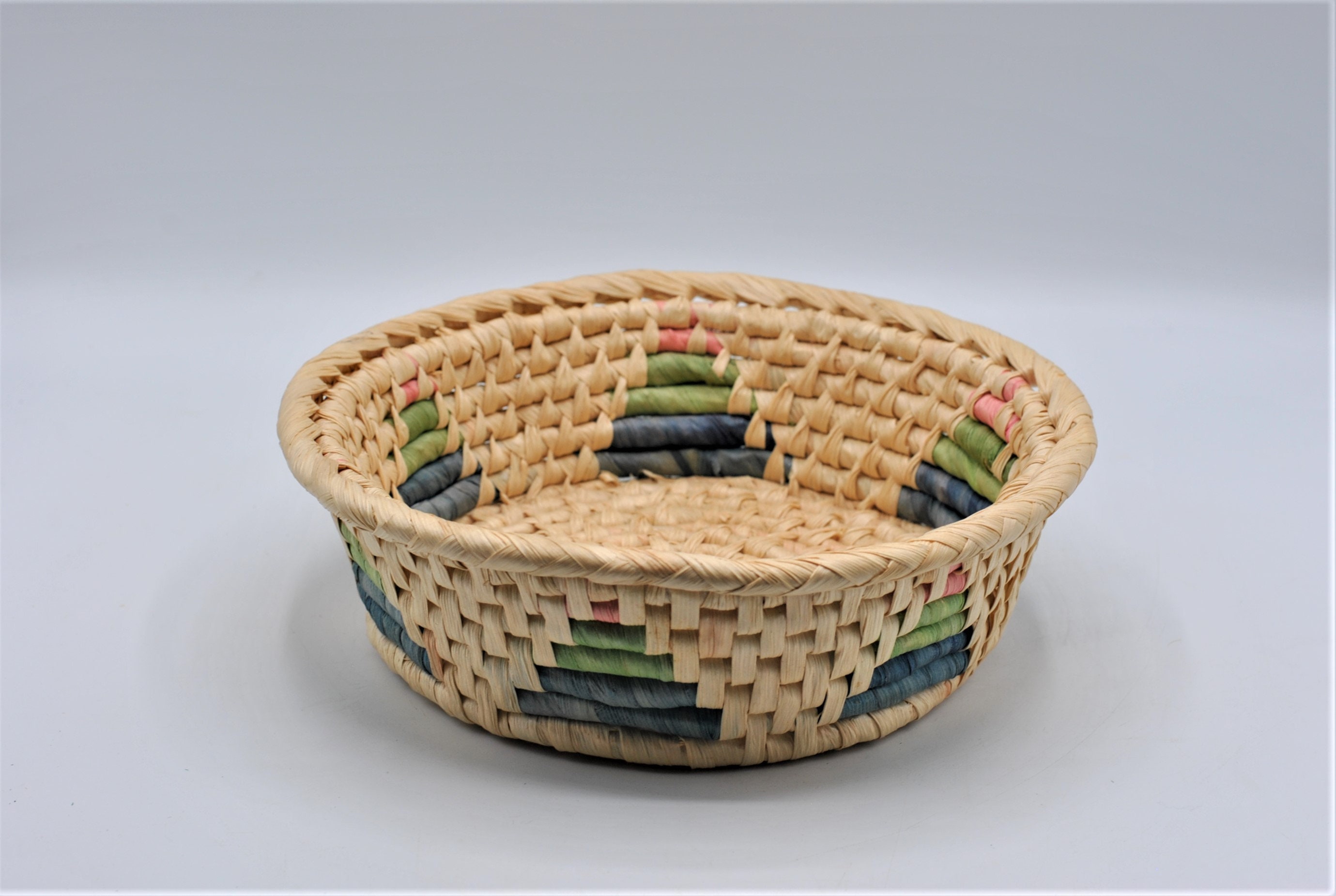 Boho Rainbow Wicker Basket with Triangle Design Etsy