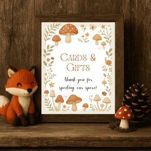 Woodland Mushroom Cards & Gifts Sign: Fungi Party Decor (Digital Download