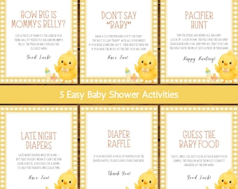Little Chick Baby Shower Activity Sign Bundle (Digital Download, Edit in Canva)