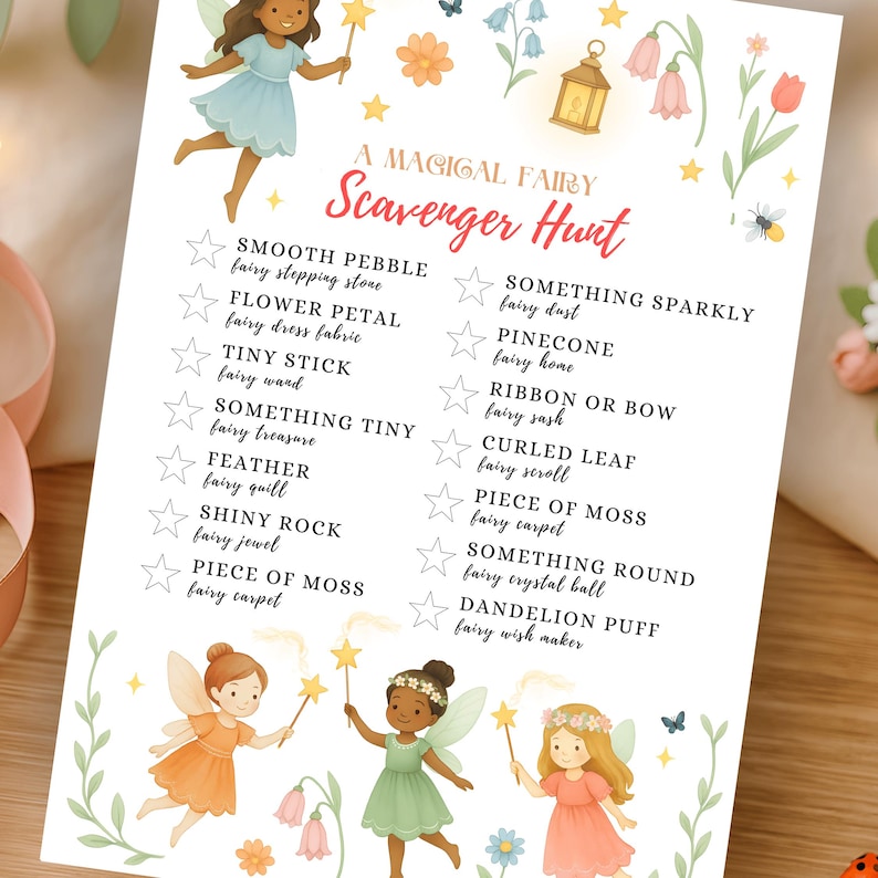 Whimsical Fairy Scavenger Hunt (editable Template in Canva, Digital ...