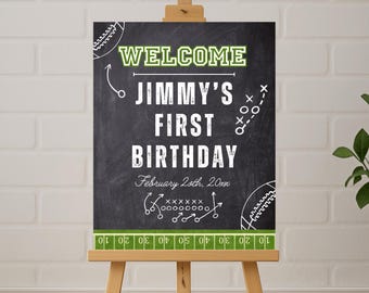 Football Themed Welcome Signs, Sports Party Decor (Digital Download, Edit in Canva)
