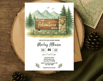 National Park Baby Shower Invitation: Adventure Begins (Editable Template, Digital Download