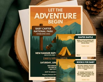 National Park Baby Shower Invitation Bundle • Adventure Theme (Edit in Canva)